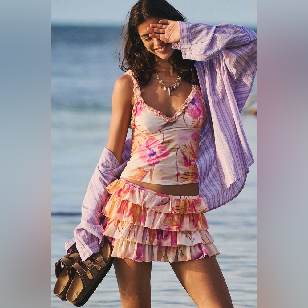 Urban Outfitters Out From Under Cammy Ruffle Trim Micro Skort. NWT!